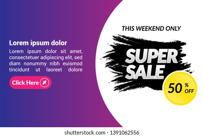 this weekend only banner. Super sale 50% off