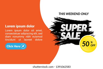 this weekend only banner. Super sale 50% off