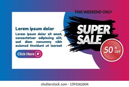 this weekend only banner. Super sale 50% off