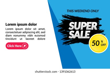 this weekend only banner. Super sale 50% off