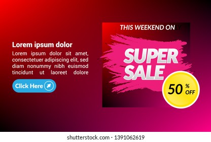 this weekend only banner. Super sale 50% off