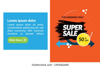 this weekend only banner. Super sale 50% off