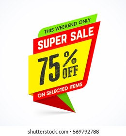 Este fin de semana sólo superventa banner vector ilustración
