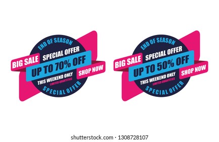 This Weekend Special Offer Big Sale banner. Big Sale discount up to 50 and 70% off. Vector illustration - Vector