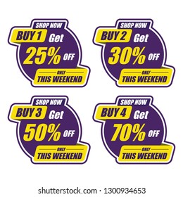 This Weekend Special Offer Buy 2 Get Discount 30% Vector illustration - Vector