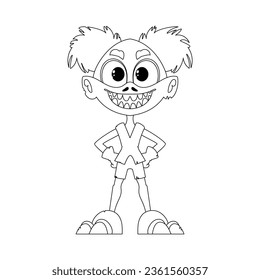 This is a weird and uncommon person from a cartoon. Childrens coloring page.