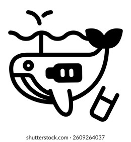 This Whale icon is suitable for Earth Day, Save the Earth, Plastic Pollution, etc