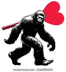 This whimsical design features Bigfoot holding a heart-shaped Valentine, perfect for celebrating love with a twist of cryptid humor. Whether you're a sasquatch enthusiast, a Bigfoot hunter, or simply 