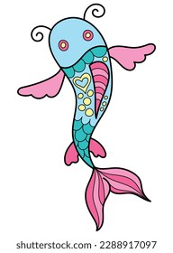 This whimsical fish illustration features a cute and colorful school of fish swimming in harmony. With its playful design and vibrant colors, this artwork is perfect for adding a touch of fun.