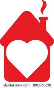 This is a White  Background , White Hart & color Beautiful Red Home Icon.