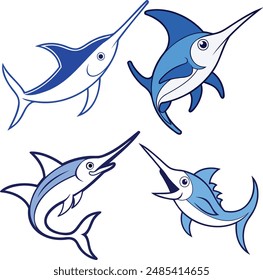 This is a White Marlin  flat design, animal vector design  with high quality  eps format 