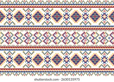 This white-toned textile pattern blends tribal aesthetics with bohemian charm. The textile pattern features geometric shapes and ethnic fabric motifs in a vector textile style, perfect for soft, artis