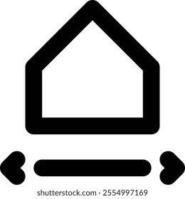 This width real estate icon represents expansive opportunities, perfect for illustrating broad property spaces, wide market potential, and comprehensive estate planning in marketing content.