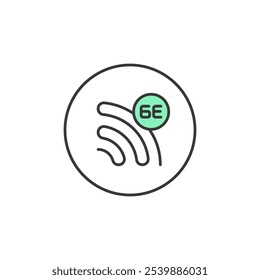 This Wi-Fi 6E icon represents the latest advancement in wireless connectivity, featuring a sleek design with a signal symbol indicating the enhanced capabilities of the new generation standard