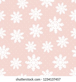This is a winter seamless pattern with snowflakes. New Year and Christmas background. Vector illustration.