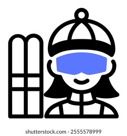 This Woman Skier icon is suitable for winter sport, sport, winter holiday, etc.