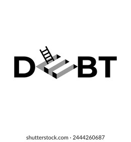 This is a wordmark logo of a text that said debt with a ladder coming out from the letter e symbolizing debt free