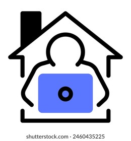 This Work at home icon is suitable for Remote work, Work from home, Digital Nomad and Freelance