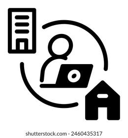 This Work Hybrid icon is suitable for Remote work, Work from home, Digital Nomad and Freelance