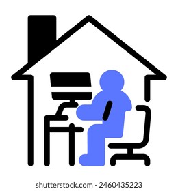 This Working from home icon is suitable for Remote work, Work from home, Digital Nomad and Freelance