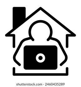 This Working at home icon is suitable for Remote work, Work from home, Digital Nomad and Freelance