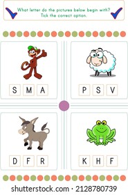 This worksheet is about the activity of finding which letter the objects begin with.