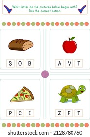 This worksheet is about the activity of finding which letter the objects begin with.