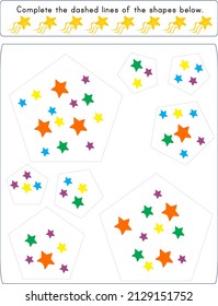 This worksheet is about completing the shape by following the dashed lines.