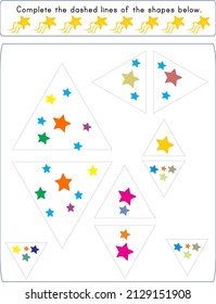 This worksheet is about completing the shape by following the dashed lines.