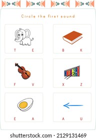 This worksheet is about finding the first or last sound of the object that the student sees in the picture.