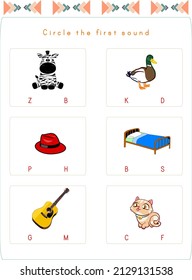 This worksheet is about finding the first or last sound of the object that the student sees in the picture.