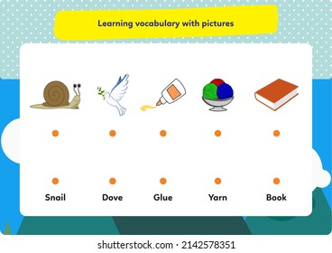 This worksheet is about learning pictures and words.
