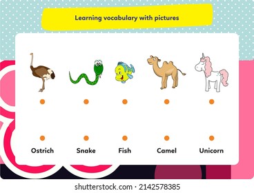 This worksheet is about learning pictures and words.