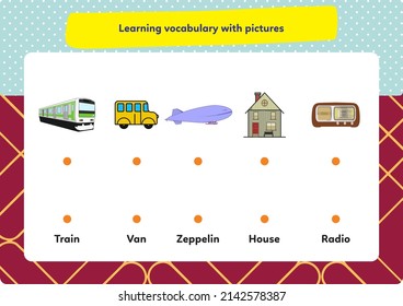 This worksheet is about learning pictures and words.