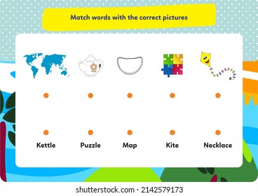 This worksheet is about matching pictures and their words.