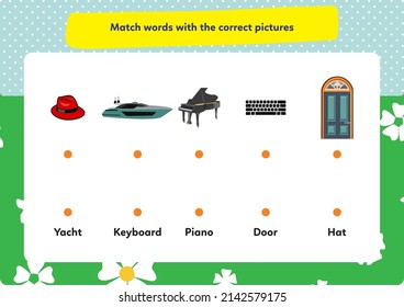 This worksheet is about matching pictures and their words.