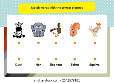 This worksheet is about matching pictures and their words.