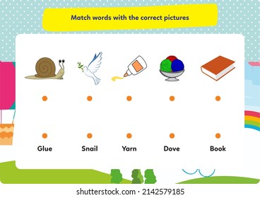 This worksheet is about matching pictures and their words.