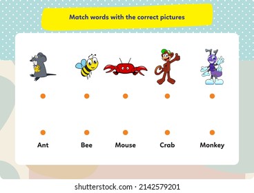 This worksheet is about matching pictures and their words.