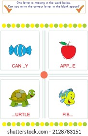 This worksheet is about the missing letter completion activity.