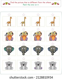 This worksheet contains the activity to find the picture that is different.