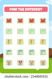 This worksheet contains the activity to find the picture that is different.