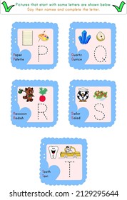 This worksheet contains images of letters in the alphabet. It is an activity of writing letters with guide lines.