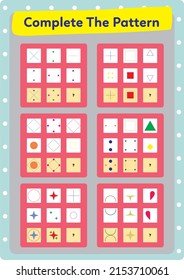 This worksheet is a pattern completion activity. It is necessary to combine the objects correctly.