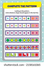 This worksheet is a pattern completion activity. It is necessary to combine the objects correctly.