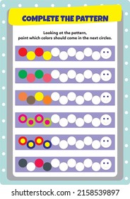 This worksheet is a pattern completion activity. 