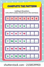 This worksheet is a pattern completion activity. 