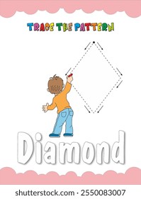 With this worksheet, preschoolers can practice drawing simple shapes and build fine motor skills by tracing along the doted lines.