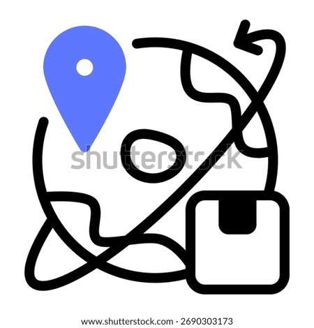 This Worldwide shipping icon is suitable for Manufacturing, Distribution, and related fields.