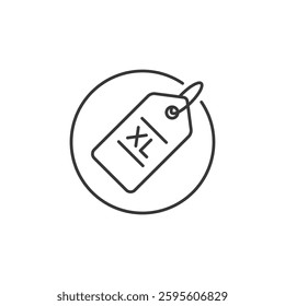 This XL tag icon emphasizes size categorization in commerce, featuring a minimalist design to highlight tailored products and attract precise customer interest